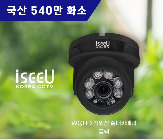 iseeU 540만화소 국산 CCTV 실내 적외선 WQHD 돔 카메라, MSS-A4K06DB 블랙, 1개