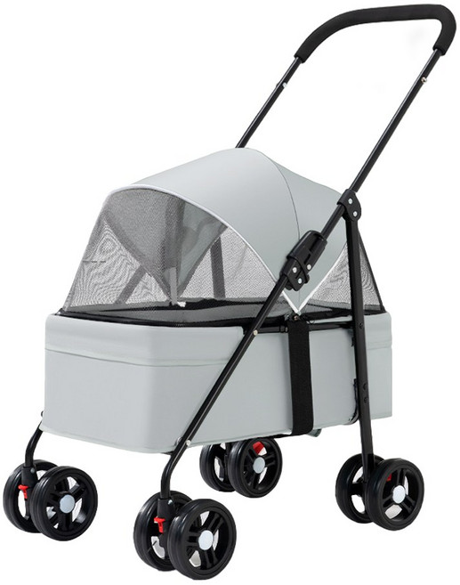 몽글펫 접이식 저상형 강아지 유모차 반려동물 개모차, 그레이, 1개