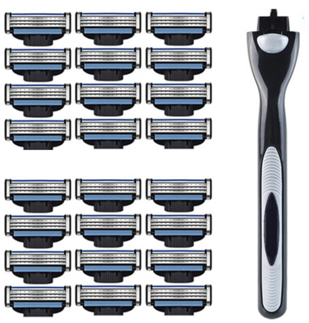 비브랜드 3중 터보 면도날 면도기 세트 질레트 마하3 호환용, 1개, 24개입
