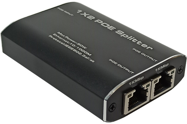 易控王 一分二POE網路分配器 延長器 RJ45 1000Mbps 網路線100m延長, 1個, 50-539