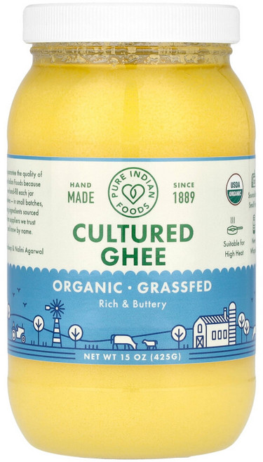퓨어인디안푸드 발효 기(Cultured Ghee) 방목 & 15 oz (425 g), 425g, 1개