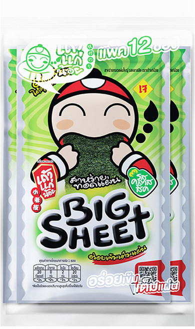 태국 김과자 클래식 오리지널 맛 (Taokaenoi 브랜드), 4개, 38.4g