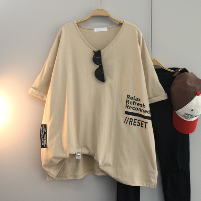 달콩 리프레쉬브이넥오버핏반팔티 여성 빅사이즈 루즈핏