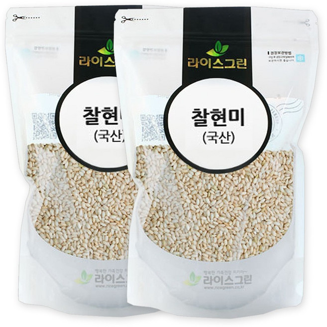 [가온애] 잡곡류 국산 찰현미 (찹쌀현미), 1kg, 2개