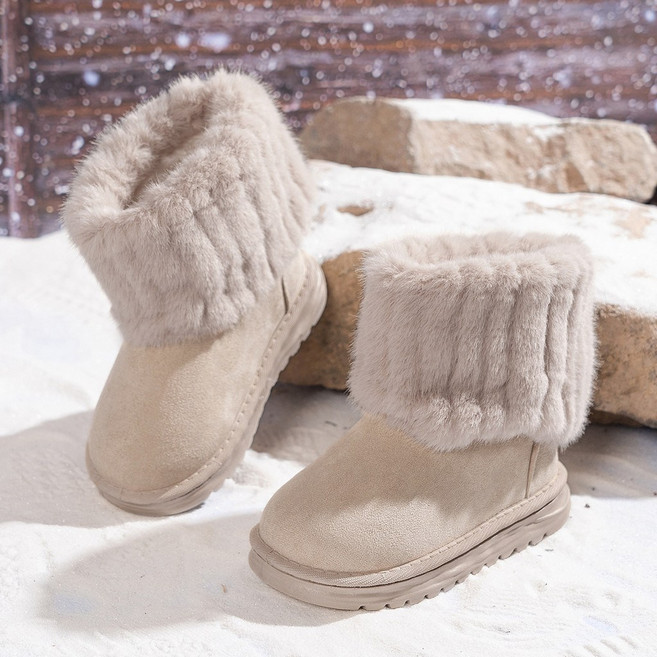 兒童保暖雪地靴 2025秋冬新款 刷毛加厚 棉鞋子 中筒一腳蹬