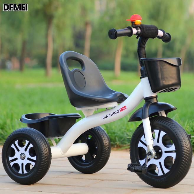 DFMEI 兒童三輪車腳踏手推車自行車1-3-2-6歲大號嬰幼腳蹬三輪單車童車., 1個, 1cm, 白色高彩彩輪-無推把---特價商品:參考詳情