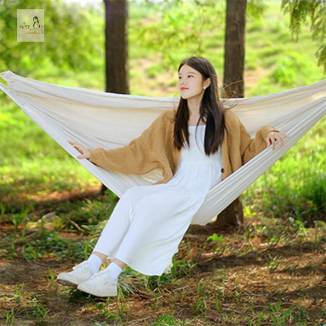 오늘만물 캠핑 해먹(190x150cm) (아이보리) 해먹그네