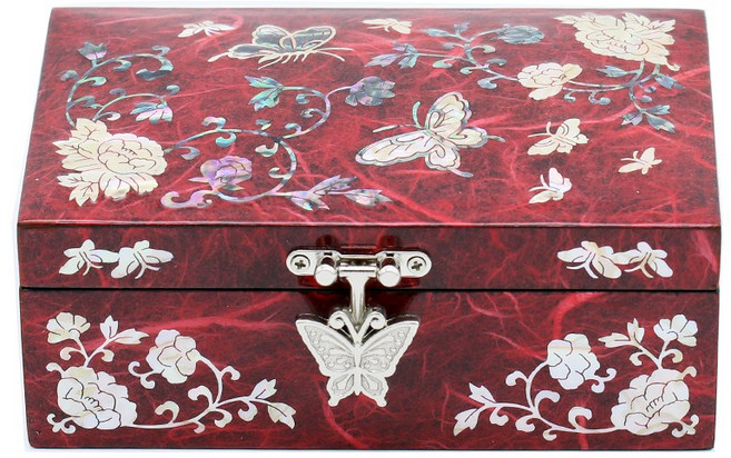 따숨 미니 자개보석함 자개함 나전칠기 외국인선물, 포함, 1개, 3-1.나비 빨강