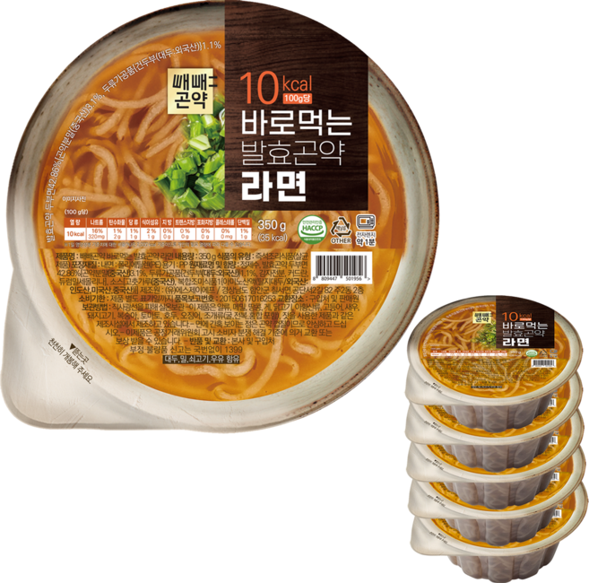 국물까지 다먹어도 52kcal 바로먹는 발효곤약 라면 350g, 6개