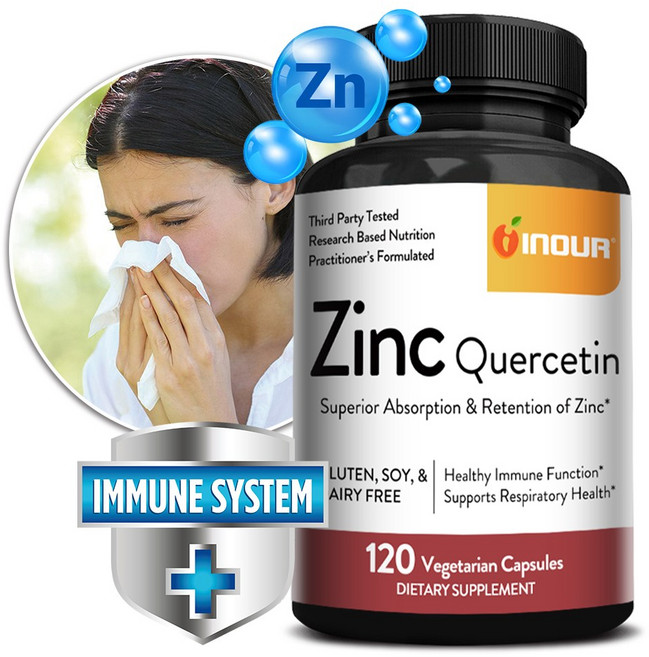 아연 케르세틴 과립 (채식주의자용) | 흡수율이 높은 아연 보충제 면역력 강화 계절성 알레르기 완화 | 항산화 및 면역력 지원 남녀 모두 사용 가능 | 삼키기 쉬움, 3개, 120정