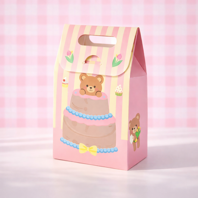 그니주니 손잡이 선물상자 구디백, 10개, 핑크