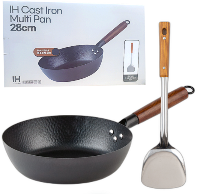 아이제나흐궁중팬 무쇠 28cm+우드핸들 스테인레스 뒤집개 포함, 1개