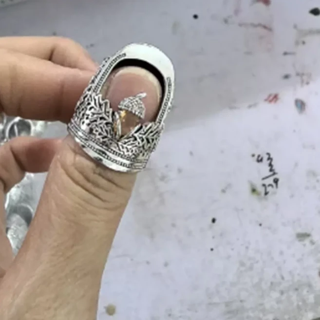 재봉 미싱 금속 오픈 네일 도토리 골무 내구성 조절 가능한 손가락 보호기 DIY 공예 손 바느질 퀼트, Yellow15mm, 1개