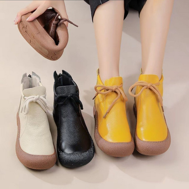 ROYALBELLE 여성 패션 논슬립 숏부츠 캐주얼 레이스업 워커 스타일 편안한 착화감 데일리 부츠 D00123010