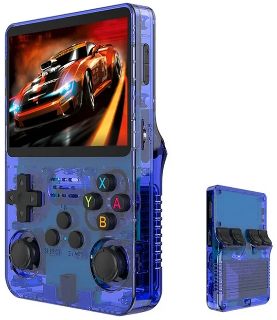 ARKOS R36S 레트로 휴대용 게임 콘솔 리눅스 시스템 3.5인치 IPS 스크린 비디오 플레이어 64GB/128GB, 05 blue-64G-1