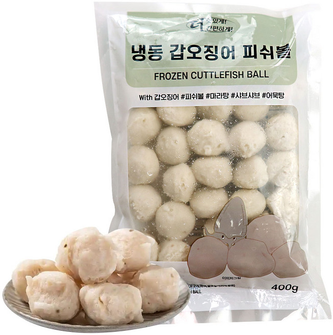 (배터짐)더맛있게 간편하게 갑오징어완자 피쉬볼 갑오징어볼 (일요일&당일발송), 5개, 400g