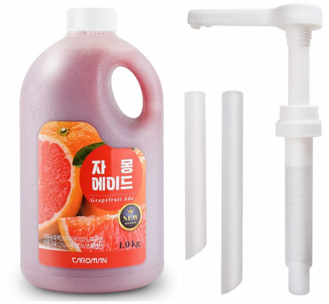 까로망 자몽에이드 베이스 1.9kg + 전용 소스펌프 증정 | 대용량 자몽청 시럽 홈카페 음료, 4개