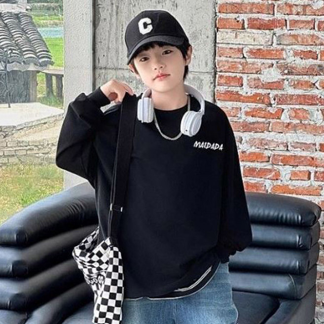 주니어용 아동 봄가을 레이니 오버핏 라운드티