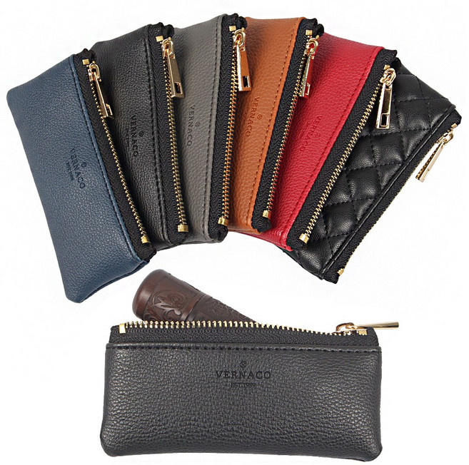 베르나코 국내제작 미니 가죽도장지갑 도장케이스 인감도장집, 그레이