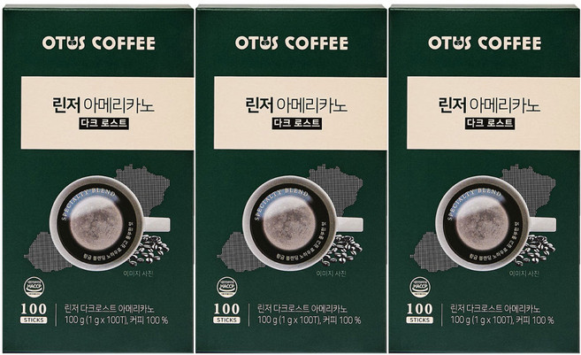 린저 다크 로스트 아메리카노, 100g, 3개, 100개입, 3개