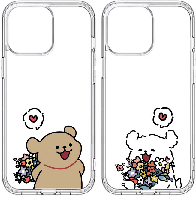 (당일발송)귀여운케이스 로맨스커플강아지 투명젤리케이스