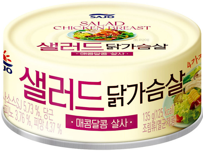 사조 샐러드 닭가슴살 매콤달콤 살사 통조림, 135g, 12개