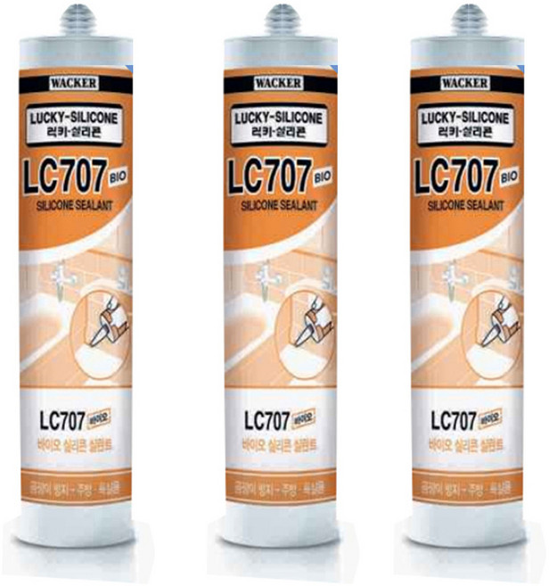 럭키실리콘 LC707 바이오 욕실 주방 곰팡이 방지 항균 실리콘 270ml 백색, 3개