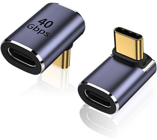 아레미 90도 USBC 남여 어댑터 스팀 데크용 2팩 직각 100W 타입C 익스텐더 ROG 앨리 스위치 노트북 컴퓨터 태블릿 및 휴대폰메탈릭 퍼플, Metallic Purple, 1개