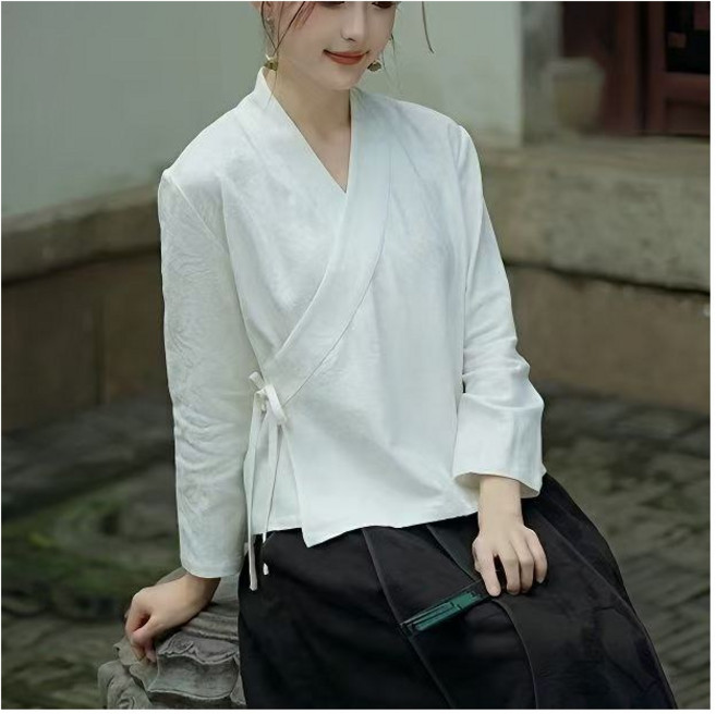 JoYouth 여성 가을 겨울 개복 상의 크로스 칼라 예술적 디자인 생복 패딩 저고리 스타일린넨 절복 플러스 사이즈 예쁜 조끼 포함 고급스러운 자수 포인트