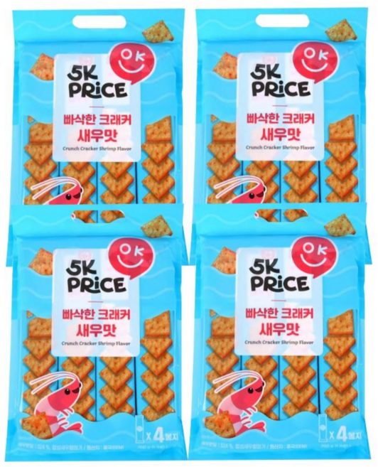 5K프라이스 빠삭한 크래커 새우맛, 200g, 4개