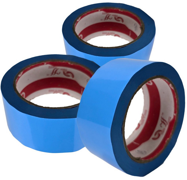 링비츠 박스 포장 컬러 테이프 더블 75m, 3개, 연블루