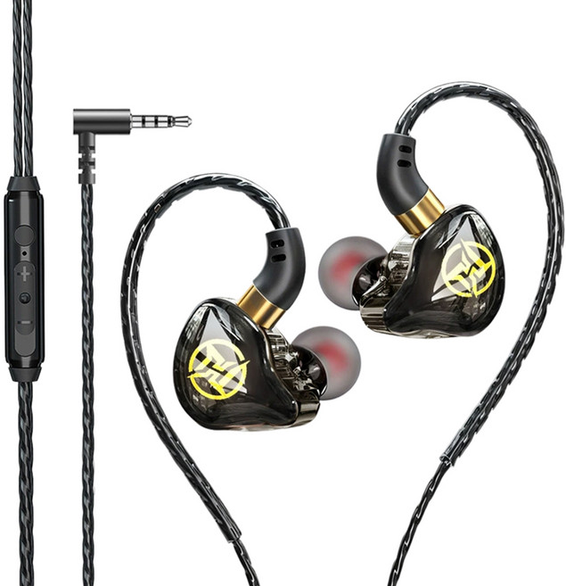GX HiFi 이어후크 게이밍 인이어 유선 이어폰, 블랙, 3.5mm