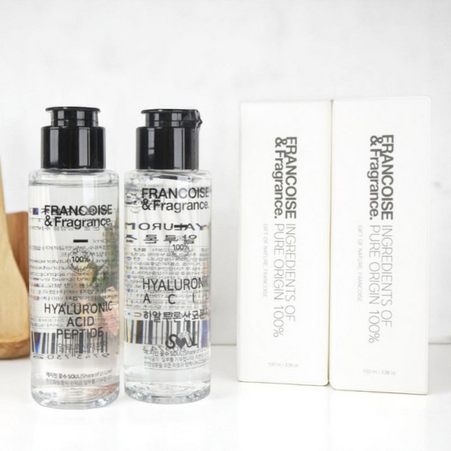 [천연보습제고성능] 프랑스와즈 히알루론산 원액 앰플 고분자100ml + 저분자 100ml 세트 수분공급 트러블케어 빠른흡수력 피부탄력케어 자연성분함유 브라이트닝케어 수분지속, 2세트