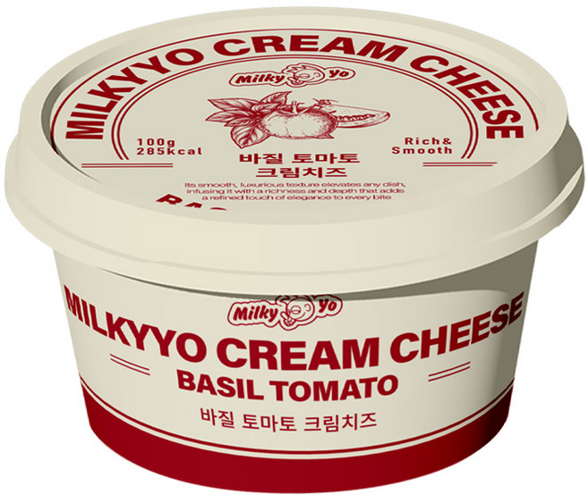 밀키요[고단백 고치즈함량 저칼로리]프리미엄크림치즈 100g 바질토마토 2개입, 2개