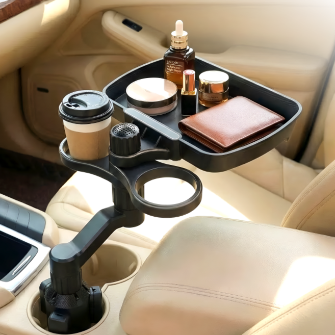 인더비클 차량 컵홀더트레이 컵홀더테이블 식탁 조수석, 블랙, 1개