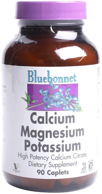 Bluebonnet 鈣鎂鉀補充錠 無麩質, 90顆, 1罐