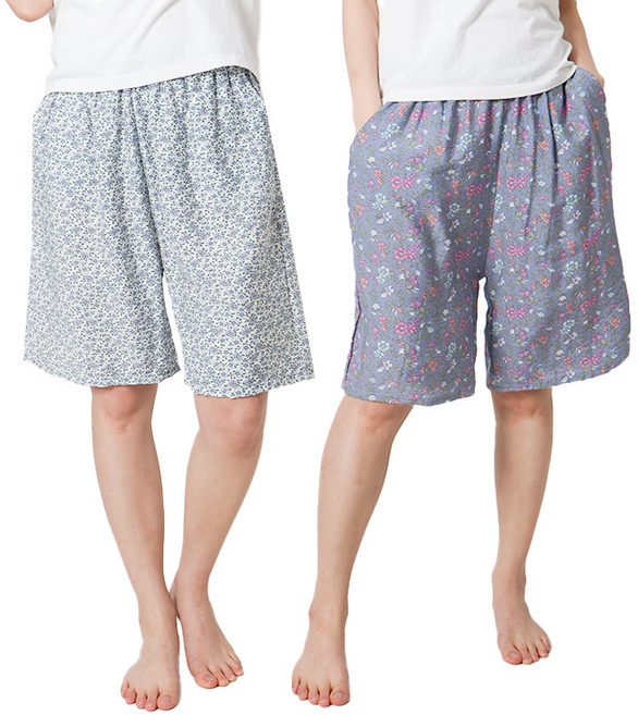 1+1 폭스 풍경인견 5부 잠옷바지 2종 E6 여성용