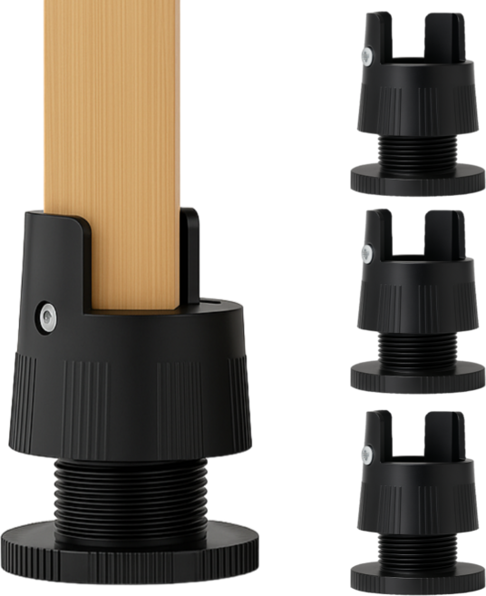 [너비 조절 가능] 곽씨네슈퍼 가구 높이조절발 높이조절형 일자, 4개, 블랙 6~8cm