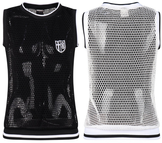 골프웨어 레이어드용 여성 골프 그물 망사 조끼 깔끔 일상 이너 중년