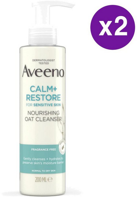 아비노 캄 리스토어 너리싱 오트 클렌저 200ml 2개 Aveeno Calm+ Restore Nourishing Oat Cleanser