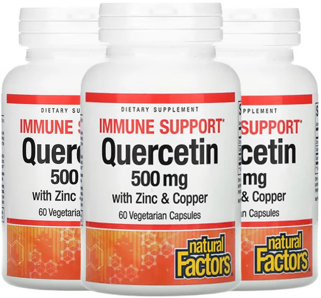 네츄럴팩터스 이뮨서포트 퀘르세틴 500 mg 60 베지캡슐, 60정, 3개 - 쿠팡