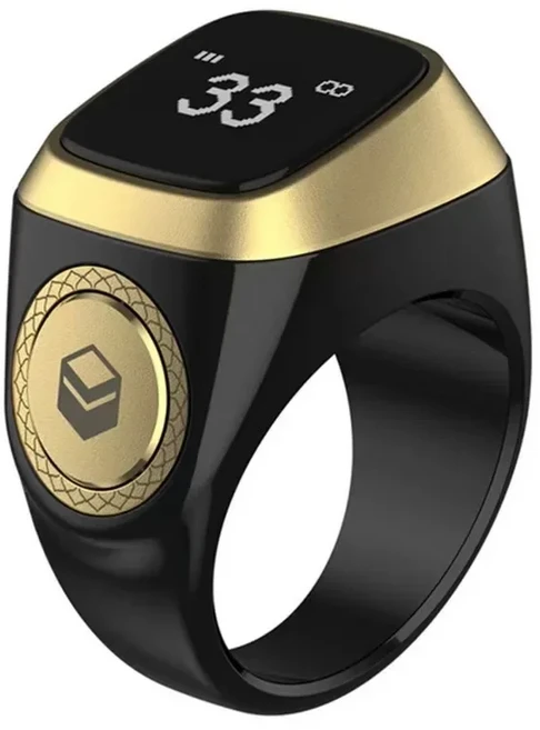 2024 IQibla 스마트 지크르 링 찬양 전자 디지털 카운터 Tasbih 탈리 무슬림용 기도 시간 진동 알림 방, 03 black-22mm