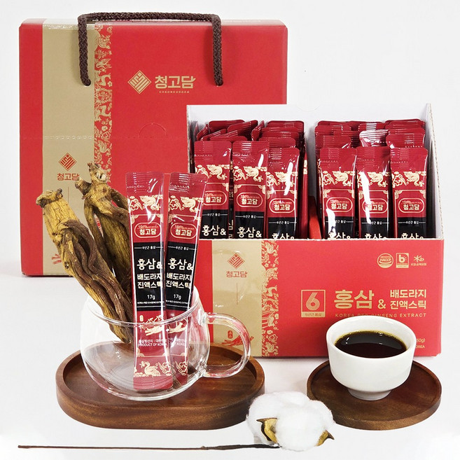 [청고담] 발효홍삼스틱 홍삼배도라지 진액스틱 (전성분 국내산 무정제수 무보존제), 50개, 17ml