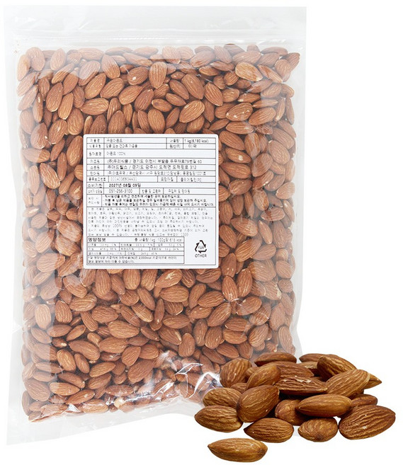 미국산 프리미엄 구운아몬드 대용량 견과류 건강간식, 1kg, 1개