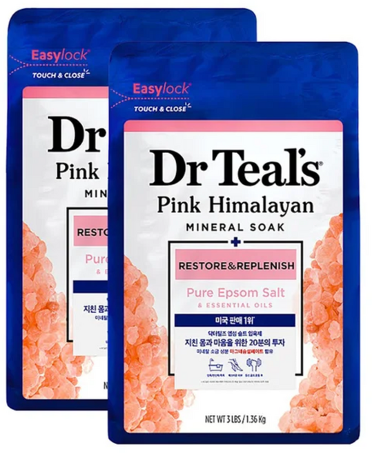 닥터틸즈 핑크 히말라얀 미네랄 소크 리스토어 앤 리플레니쉬 퓨어 엡섬 바스솔트 앤 에센셜 오일즈, 1.36kg, 2개