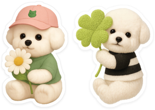 위드코코 (1+1) 귀여운 동물 그립 스마트 톡 핸드폰 거치대, 2개, 비숑 말티즈