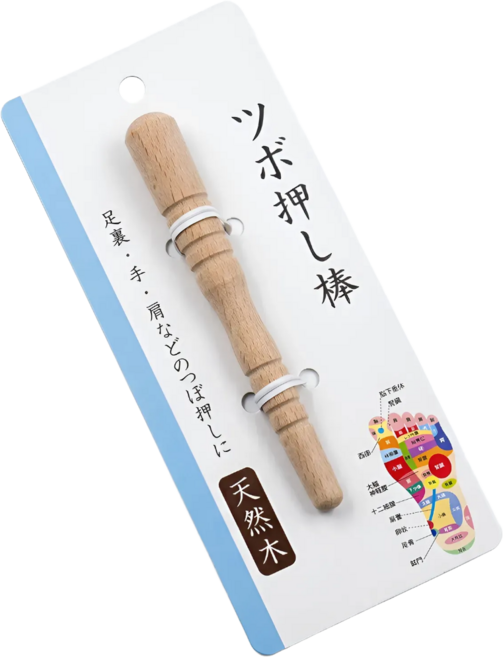 일본산 천연원목 발바닥 등 나무 지압봉, 단일, 1개