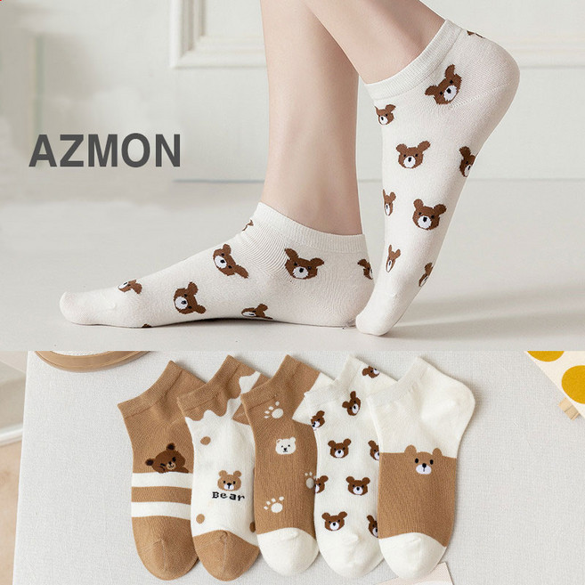 AZMON 5종세트 러블리 곰돌이 발목양말 작은발 220mm~260mm