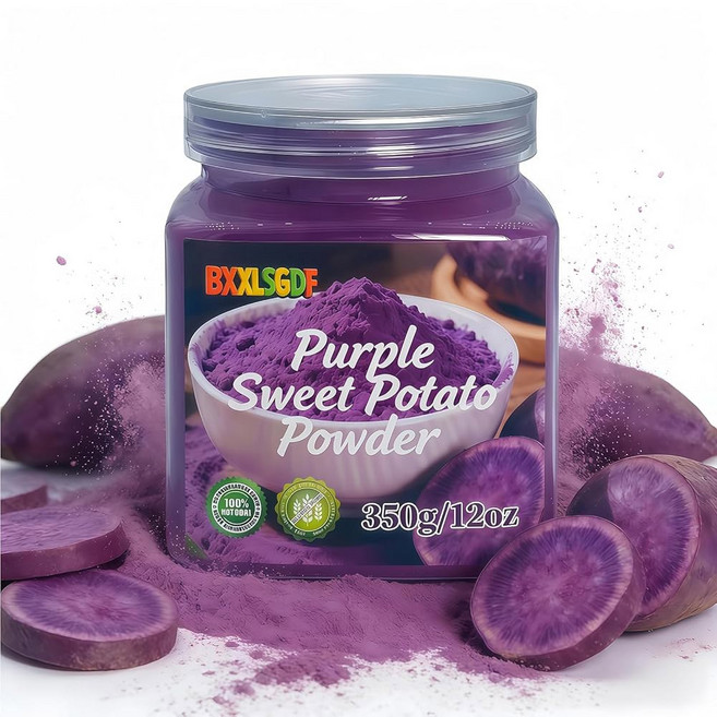 BXXLSGDF 파우더 가루 분말 보라색 고구마 선명한 색상의 순수 우베 베이킹 스무디 라떼 음료 및 요리용 재밀봉 가능한 용기 350g 12온스, 1