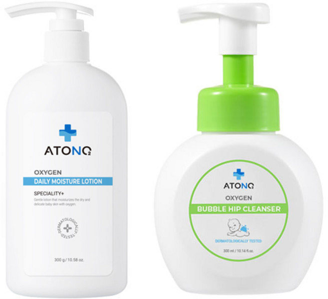 아기 엉덩이 청결보습세트 아토앤오투 옥시젠 버블 엉덩이 클렌저 + 대용량 로션, 1, 300ml